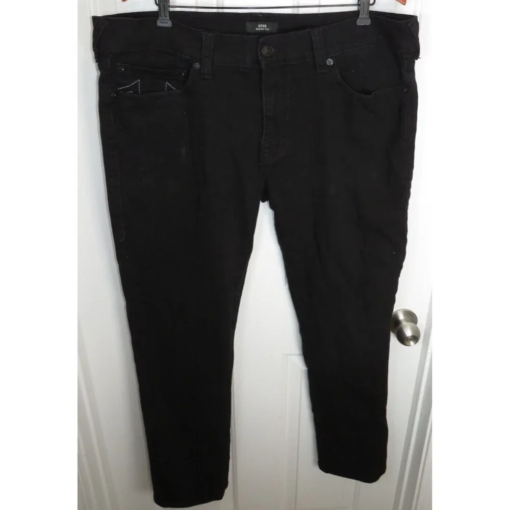 True Religion Geno Relaxed Slim Fit Jeans Mens 38x31 Black Stretch